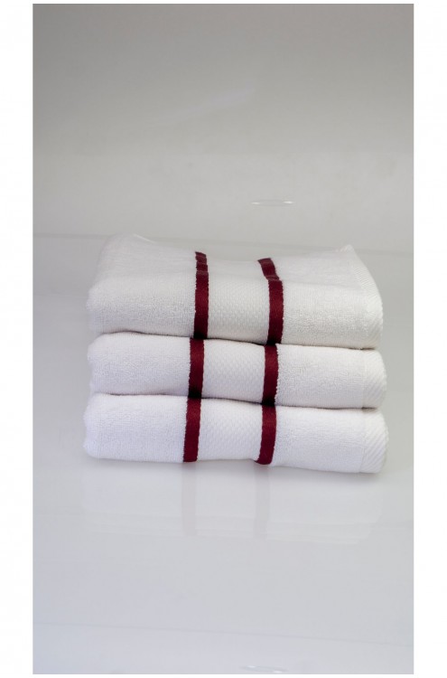 %100 Pamuk Banyo Havlu Seti Beyaz Kırmızı Bordürlü (3 Adet) Beyaz (Bu Ürün  100 x 150 100 x 150 Havlu Modelidir)